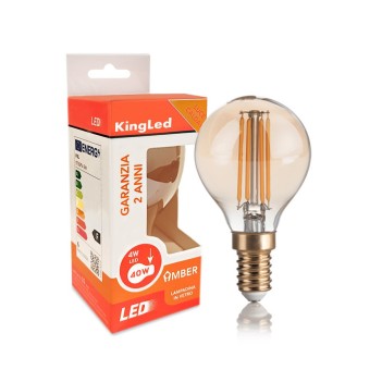 Led bulb G45 E14 socket 4W 360lm 2200K - Amber glass