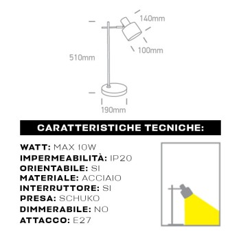 Lampada Led da Tavolo Nera con attacco E27 - Stile Retrò