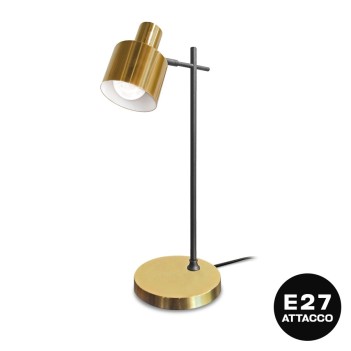Steel Led Table Lamp gold plated E27 socket with switch - Retro