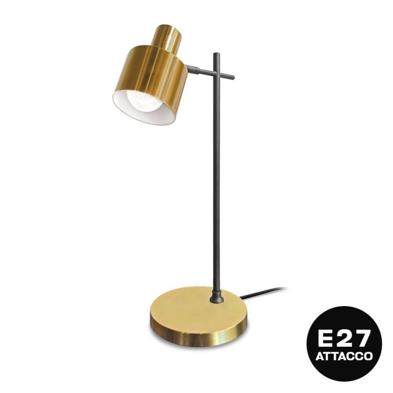 Lampada Led da Tavolo in acciaio dorata attacco E27 con interruttore - Serie Retrò