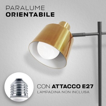 Lampada Led da Tavolo in acciaio dorata attacco E27 con interruttore - Serie Retrò