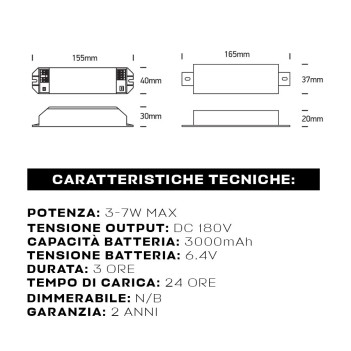 Kit di emergenza per lampadine Gu10 e E27 3-7W com batteria