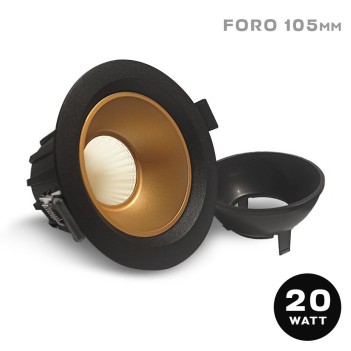 RETRO SERIES 20W CRI80+ 45D recessed spotlight with 105 mm hole colour Black en