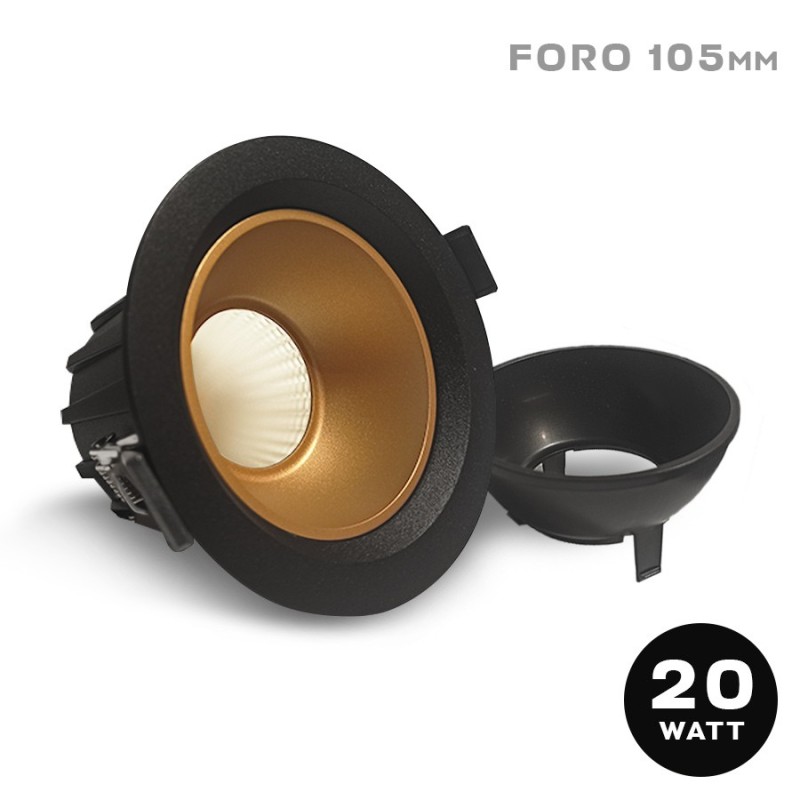 RETRO SERIES 20W CRI80+ 45D recessed spotlight with 105 mm hole colour Black en