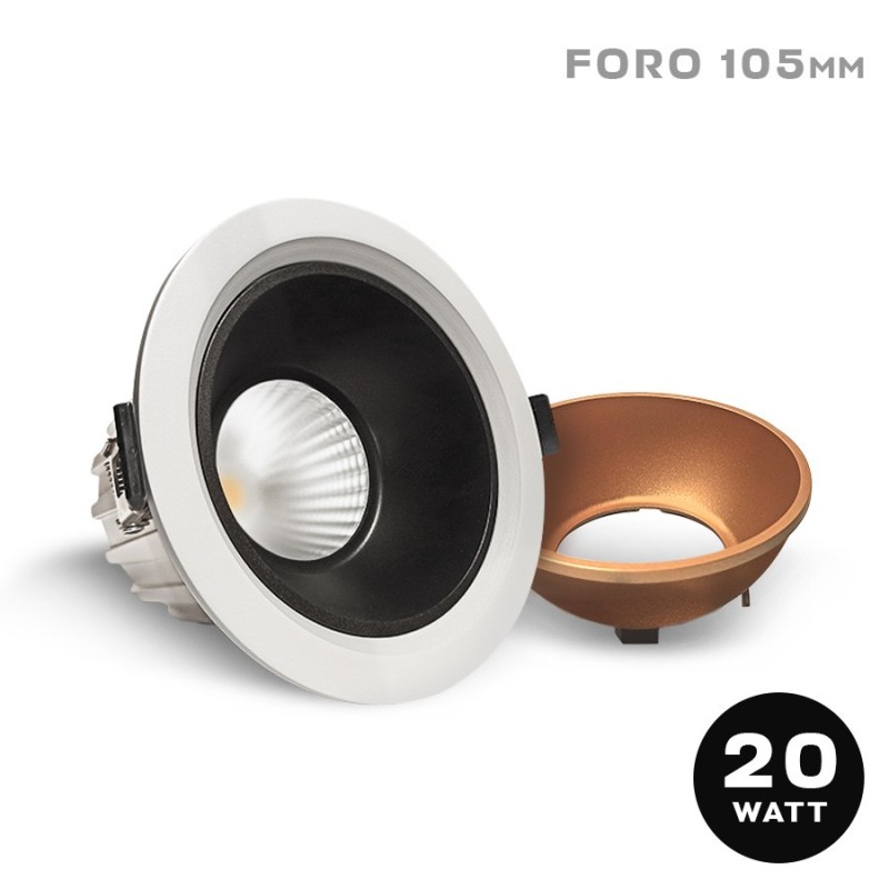 RETRO SERIES 20W CRI80+ 45D recessed spotlight with 105 mm hole colour White en