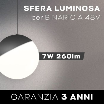 7w 260lm 120D suspension light sphere for 48V SUPREMA track Black colour en