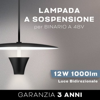 Pendant lamp light Up&Down 12w 48V 1000lm 3000K for SUPREMA track - Flower Series colour Black
