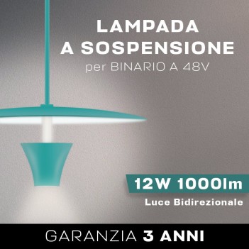 Pendant lamp light Up&Down 12w 48V 1000lm 3000K for SUPREMA track - Flower Series colour cyan