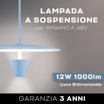 Lampada a sospensione luce Up&Down 12w luce calda per binario a 48V - Flower Celeste