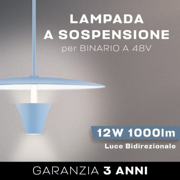 Pendant lamp light Up&Down 12w 48V 1000lm 3000K for SUPREMA track - Flower Series colour Turquoise