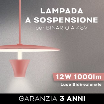 Pendant lamp light Up&Down 12w 48V 1000lm 3000K for SUPREMA track - Flower Series colour Pink