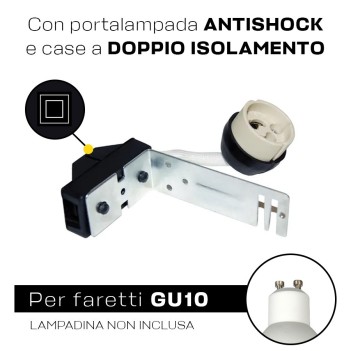 Portafaretto da incasso con attacco GU10 IP20 con foro 76 mm SERIE SEMI TRIMLESS colore Bianco