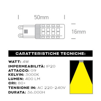 KING LED | Lampadina Led attacco G9 4W 400lm 3000K