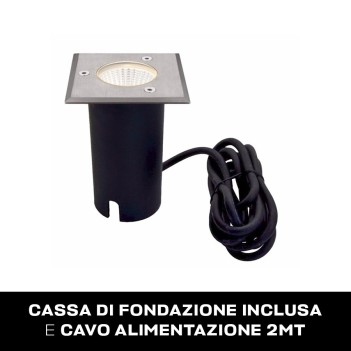 Segnapasso da incasso INOX316 calpestabile e carrabile 5W 550lm 12V impermeabile IP67 - Quadrato Foro 57mm