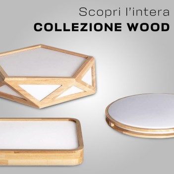 Plafoniera Led in legno 20W 1500 lm Dual White CCT - Design poligonale