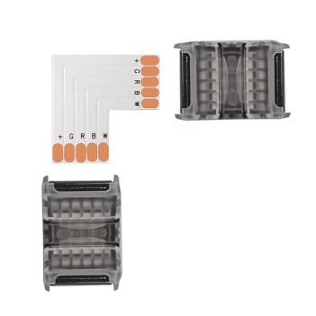 Kit 2 connettori + piattina angolare 90 Gradi per strisce led RGB+W 5 Pin con PCB 12MM