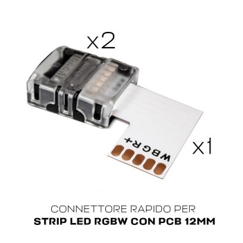 Kit 2 connectors + 90 degree angled strip for RGB+W LED strips 5 Pin with PCB