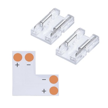 Kit 2 connettori + piattina angolare 90 Gradi per strisce led monocolore 2 Pin con PCB 10MM