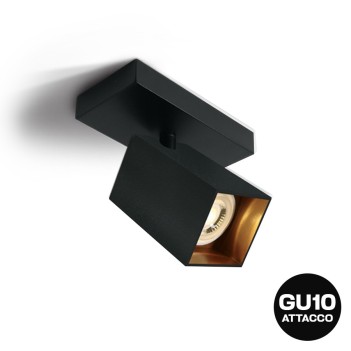 Faretto da Soffitto con Attacco GU10 Serie RETRO SQUARE D60x60 Spotlight Applique da Muro Colore Nero