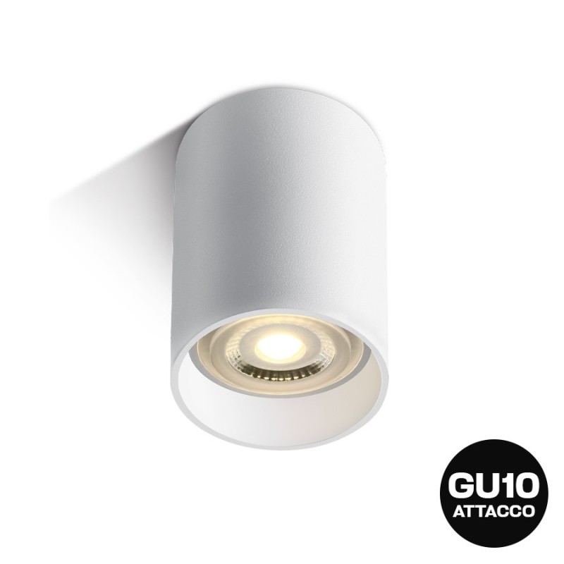 Faretto da Soffitto con Attacco GU10 Serie SLIM CYLINDER 100mm D56 Spotlight Colore Bianco