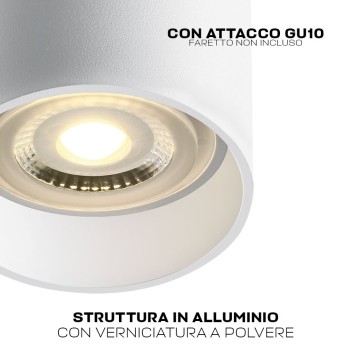Faretto da Soffitto con Attacco GU10 Serie SLIM CYLINDER 100mm D56 Spotlight Colore Bianco