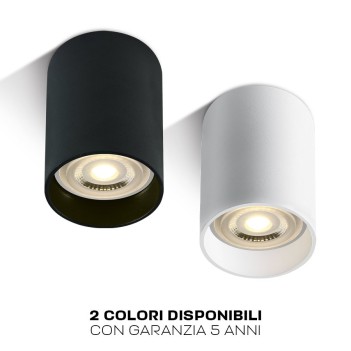 Faretto da Soffitto con Attacco GU10 Serie SLIM CYLINDER 100mm D56 Spotlight Colore Nero