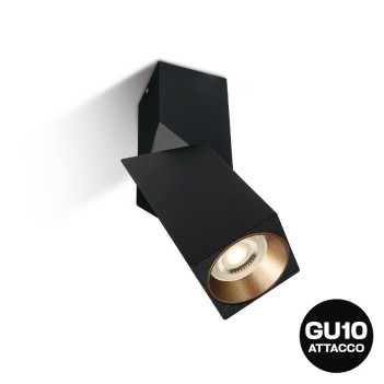 Ceiling Spotlight with GU10 Connection ADJ SQUARE Series 196mm D58x58 Adjustable Spotlight Black