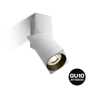 Faretto da Soffitto con Attacco GU10 Serie ADJ SQUARE 196mm D58x58 Spotlight Orientabile Colore Bianco