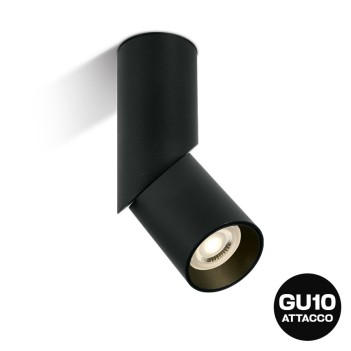 Faretto da Soffitto con Attacco GU10 Serie ADJ CYLINDER 196mm D57 Spotlight Orientabile Colore Nero