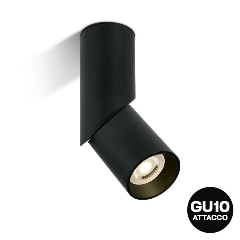 Ceiling Spotlight with GU10 Connection ADJ CYLINDER Series 196mm D57 Adjustable Spotlight Black