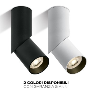 Faretto da Soffitto con Attacco GU10 Serie ADJ CYLINDER 196mm D57 Spotlight Orientabile Colore Nero