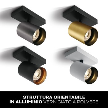 Faretto da Soffitto con Attacco GU10 Serie RETRO CYLINDER D58 Spotlight Applique da Muro Colore Nero