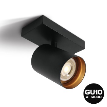 Faretto da Soffitto con Attacco GU10 Serie RETRO CYLINDER D58 Spotlight Applique da Muro Colore Nero