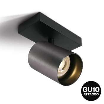 Faretto da Soffitto con Attacco GU10 Serie RETRO CYLINDER D58 Spotlight Applique da Muro Colore Titanio