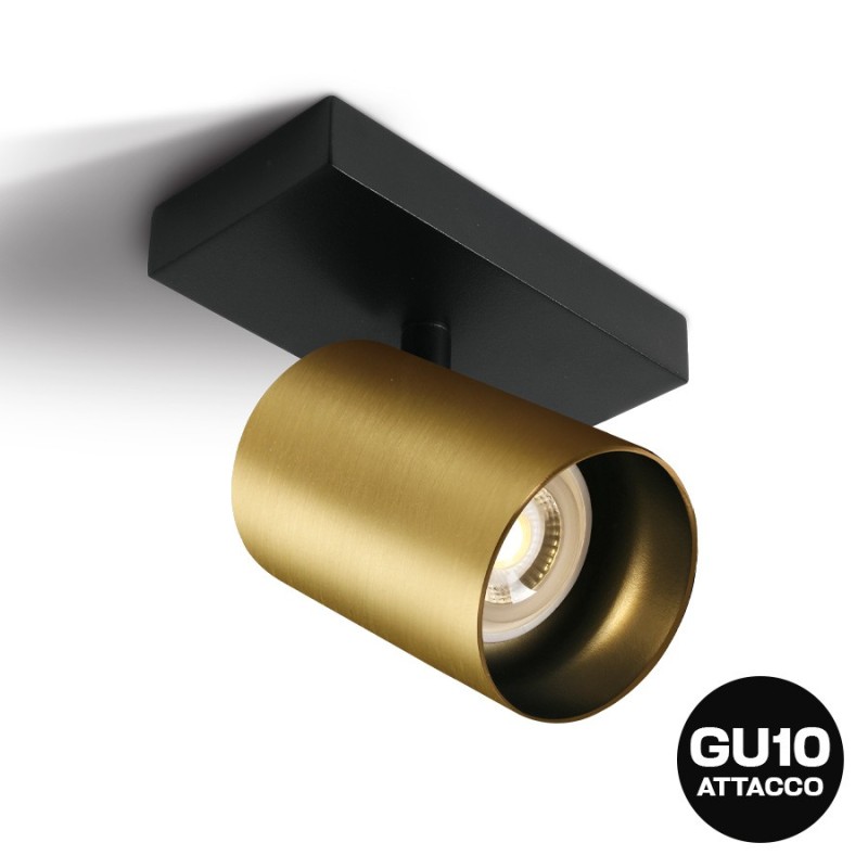 Faretto da Soffitto con Attacco GU10 Serie RETRO CYLINDER D58 Spotlight Applique da Muro Colore Oro