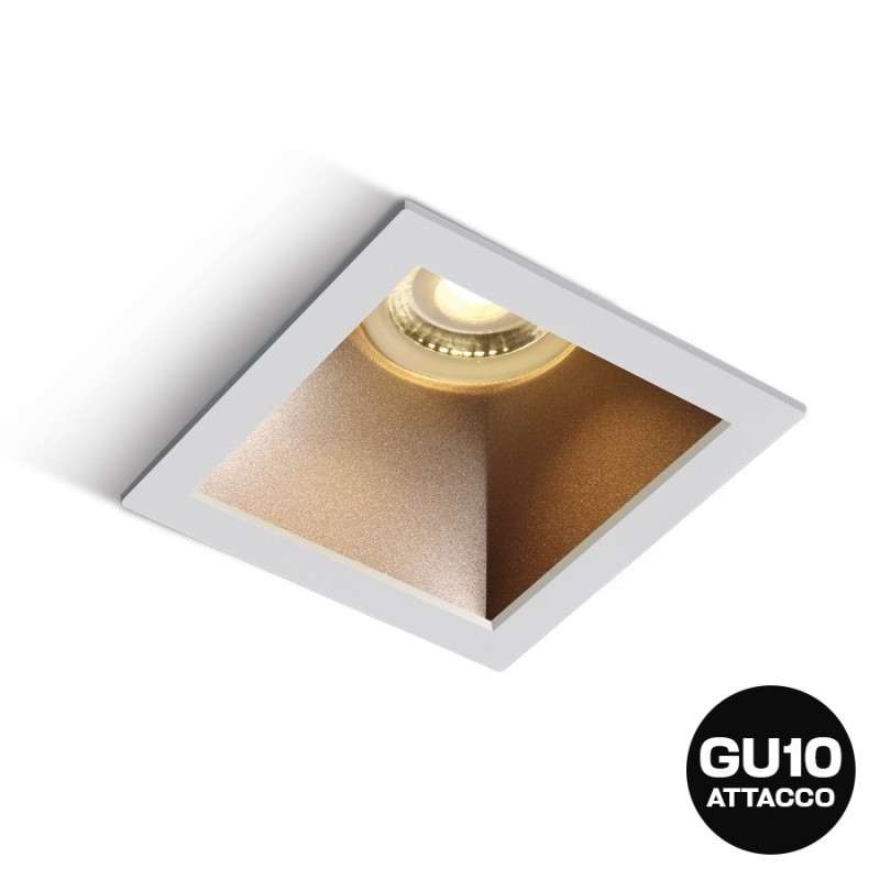 KING LED | Portafaretto da incasso quadrato bianco con attacco GU10