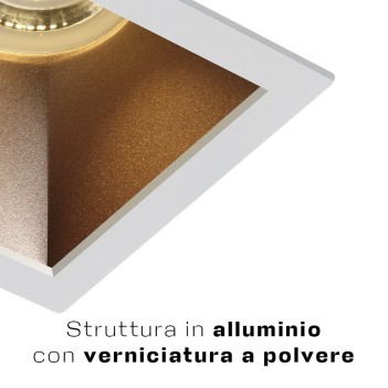 KING LED | Portafaretto da incasso quadrato bianco con attacco GU10