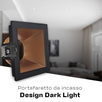 Square recessed spotlight holder with GU10 socket IP20 hole 76 mm CHILL-OUT SERIES Desing Dark Light Black
