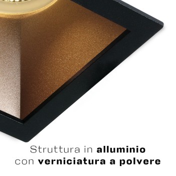 KING LED | Portafaretto da incasso quadrato nero con attacco GU10