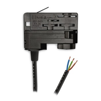 Adattatore per binario trifase 4 Canali con cavo trifase da 2 metri - Colore nero