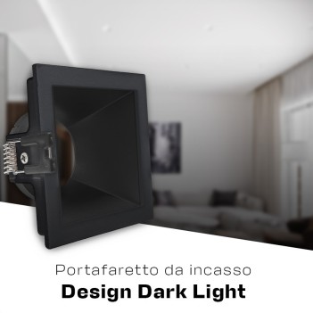 KING LED | Portafaretto da incasso quadrato nero con attacco GU10