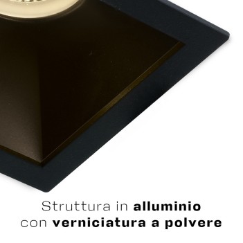 KING LED | Portafaretto da incasso quadrato nero con attacco GU10