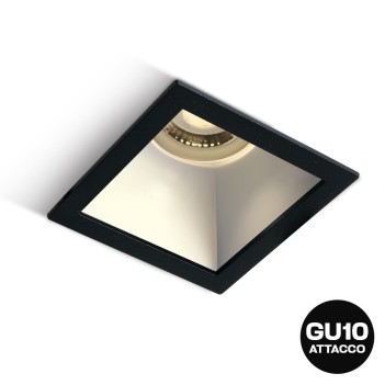 Square recessed spotlight holder with GU10 socket IP20 hole 76 mm CHILL-OUT SERIES Desing Dark Light black with white reflector