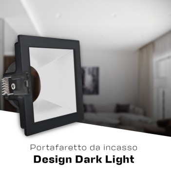 Square recessed spotlight holder with GU10 socket IP20 hole 76 mm CHILL-OUT SERIES Desing Dark Light black with white reflector