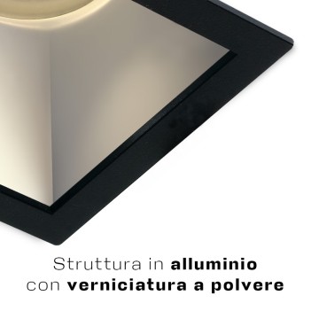 KING LED | Portafaretto da incasso quadrato nero con attacco GU10