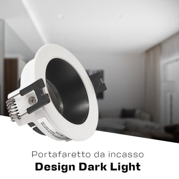 Round recessed spotlight holder with GU10 socket IP20 hole 70 mm CHILL-OUT SERIES Desing Dark Light white with black reflector