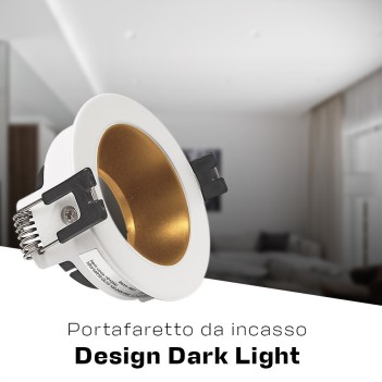 Round recessed spotlight holder with GU10 socket IP20 hole 70 mm CHILL-OUT SERIES Desing Dark Light white with gold reflector