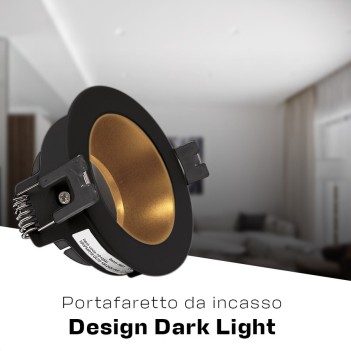 Round recessed spotlight holder with GU10 socket IP20 hole 70 mm CHILL-OUT SERIES Desing Dark Light black with gold reflector