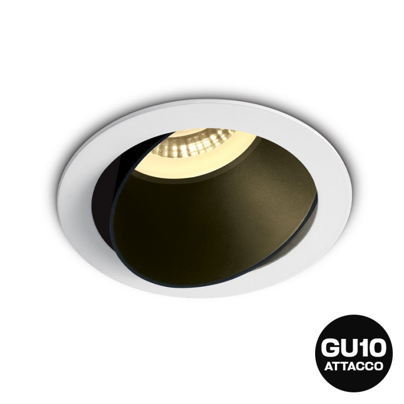 KING LED | Portafaretto da incasso orientabile rotondo bianco per GU10