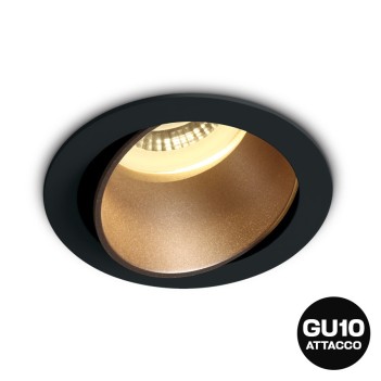 KING LED | Portafaretto da incasso orientabile rotondo nero per GU10
